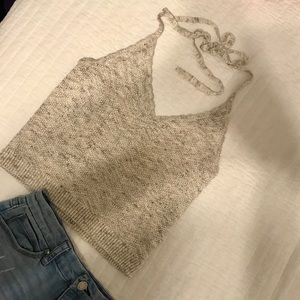 Aerie Knitted Cream Halter Top